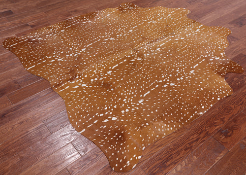 Deer Animal Print Natural Cowhide Rug - Large 6' 4