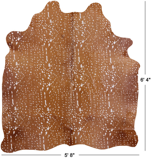 Deer Animal Print Natural Cowhide Rug - Large 6' 4