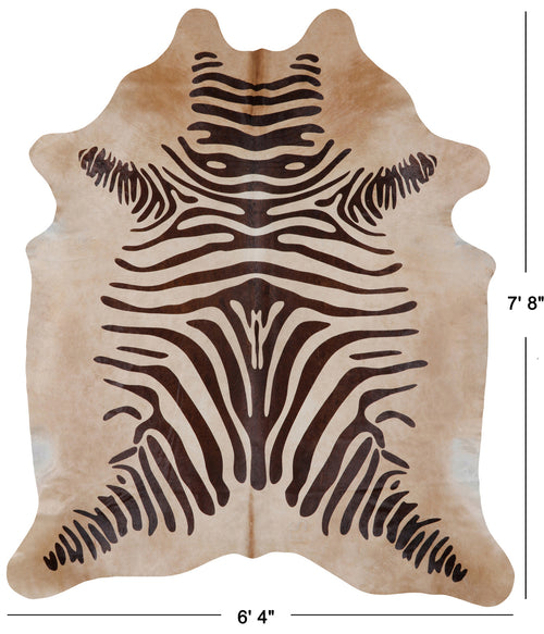 Zebra Animal Print Natural Cowhide Rug - XX-Large 7' 8