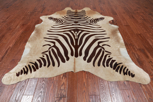 Zebra Animal Print Natural Cowhide Rug - XX-Large 7' 8