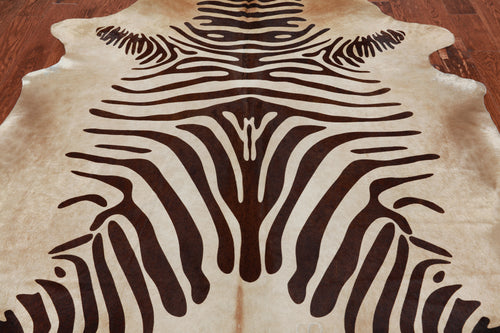 Zebra Animal Print Natural Cowhide Rug - XX-Large 7' 8