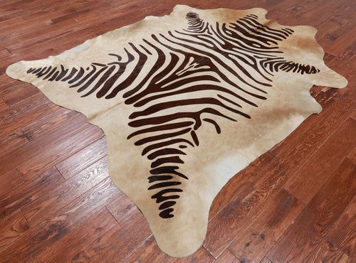 Zebra Animal Print Natural Cowhide Rug - XX-Large 7' 8