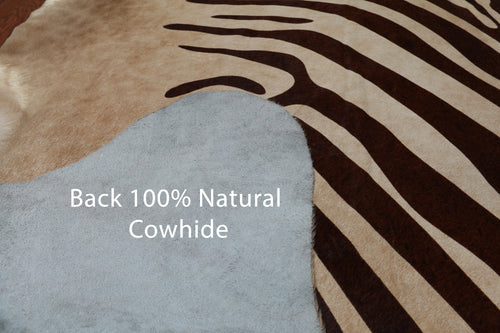 Zebra Animal Print Natural Cowhide Rug - XX-Large 7' 8