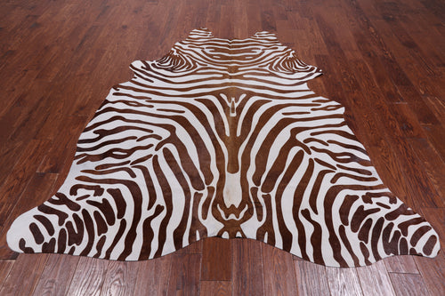 Brown Zebra Animal Print Natural Cowhide Rug - X-Large 7' 2
