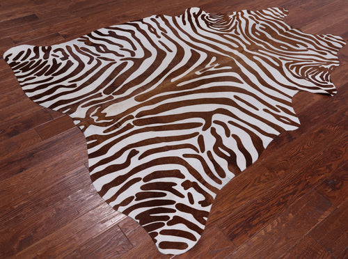 Brown Zebra Animal Print Natural Cowhide Rug - X-Large 7' 2