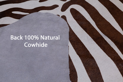 Brown Zebra Animal Print Natural Cowhide Rug - X-Large 7' 2
