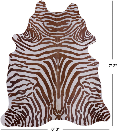 Brown Zebra Animal Print Natural Cowhide Rug - X-Large 7' 2
