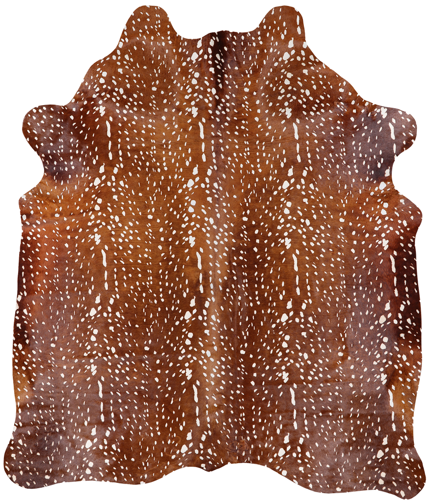 Deer Animal Print Natural Cowhide Rug - X-Large 7' 0"H x 5' 9"W