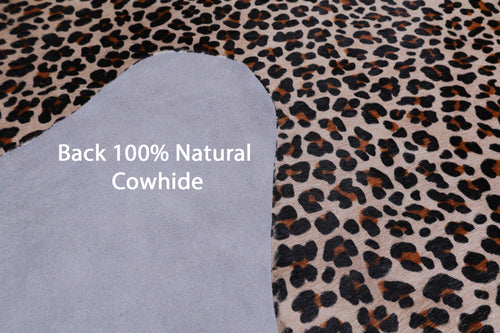 Leopard Animal Print Natural Cowhide Rug - X-Large 7' 0
