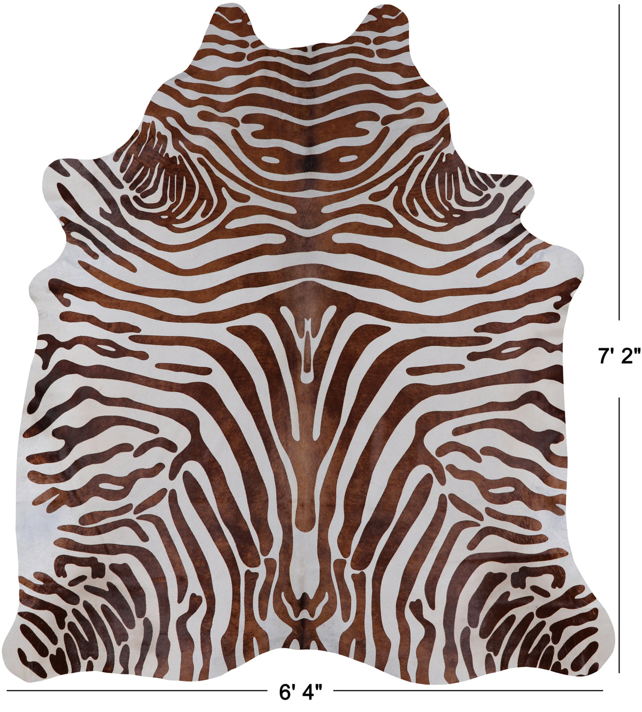 Brown Zebra Animal Print Natural Cowhide Rug - X-Large 7' 2"H x 6' 4"W