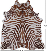 Thumbnail for Brown Zebra Animal Print Natural Cowhide Rug - X-Large 7' 2