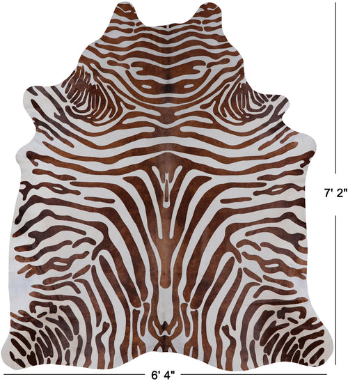 Brown Zebra Animal Print Natural Cowhide Rug - X-Large 7' 2