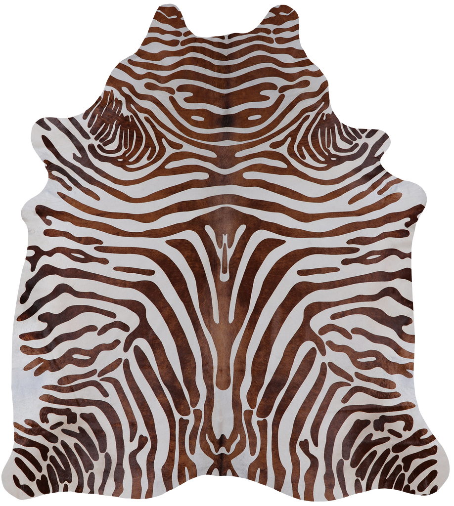 Brown Zebra Animal Print Natural Cowhide Rug - X-Large 7' 2"H x 6' 4"W