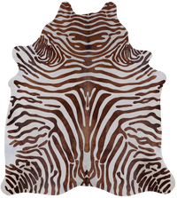 Thumbnail for Brown Zebra Animal Print Natural Cowhide Rug - X-Large 7' 2