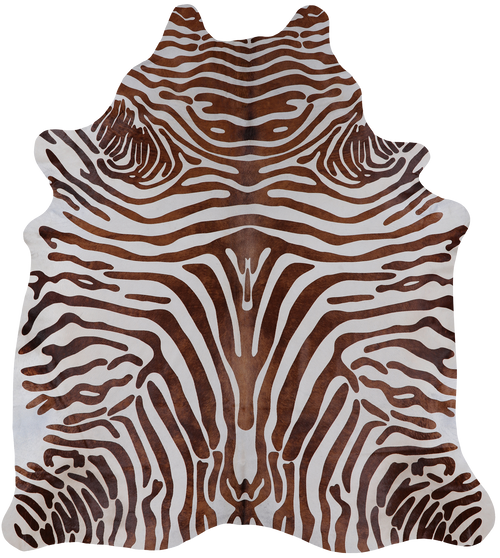 Brown Zebra Animal Print Natural Cowhide Rug - X-Large 7' 2