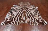 Thumbnail for Brown Zebra Animal Print Natural Cowhide Rug - X-Large 7' 2
