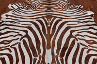 Thumbnail for Brown Zebra Animal Print Natural Cowhide Rug - X-Large 7' 2