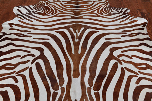 Brown Zebra Animal Print Natural Cowhide Rug - X-Large 7' 2