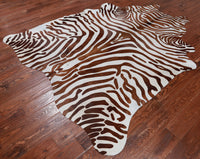 Thumbnail for Brown Zebra Animal Print Natural Cowhide Rug - X-Large 7' 2