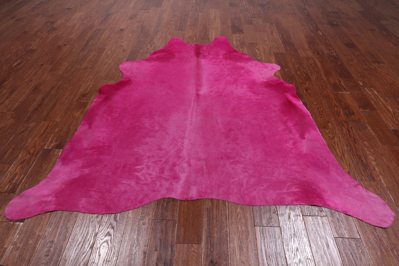 Pink Dyed Cowhide Natural Cowhide Rug - X-Large 7' 0"H x 6' 7"W