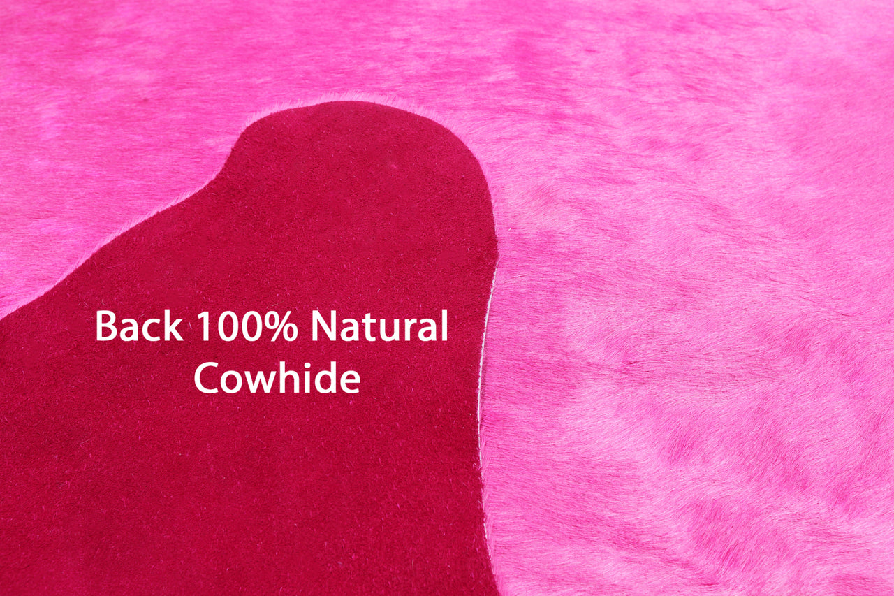 Pink Dyed Cowhide Natural Cowhide Rug - X-Large 7' 0"H x 6' 7"W