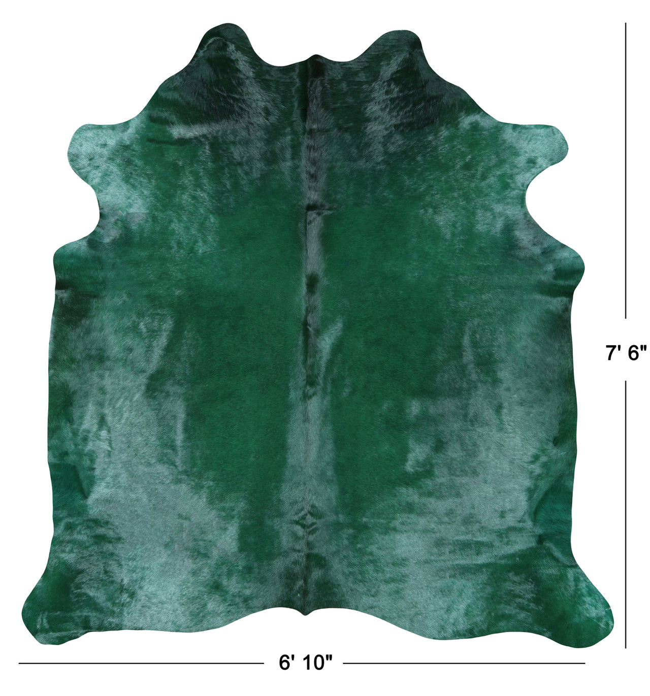 Dark Green Dyed Cowhide Natural Cowhide Rug - XX-Large 7' 6"H x 6' 10"W