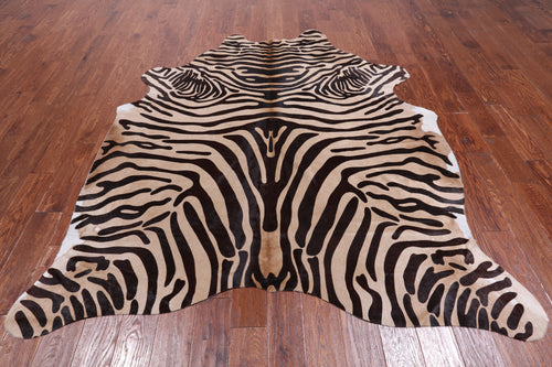 Brown Zebra Animal Print Natural Cowhide Rug - XX-Large 7' 6