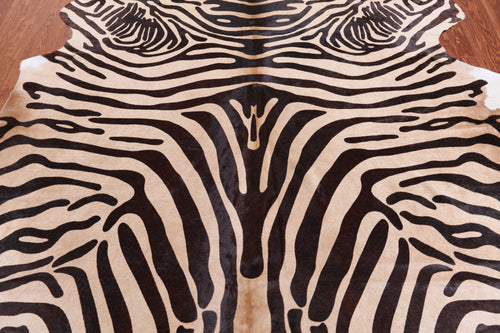Brown Zebra Animal Print Natural Cowhide Rug - XX-Large 7' 6