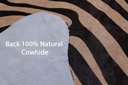Brown Zebra Animal Print Natural Cowhide Rug - XX-Large 7' 6