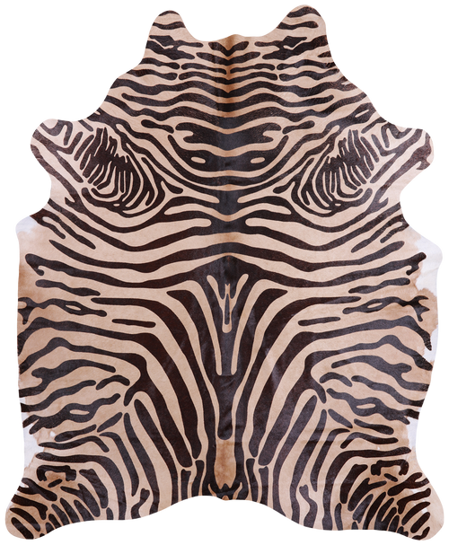 Brown Zebra Animal Print Natural Cowhide Rug - XX-Large 7' 6