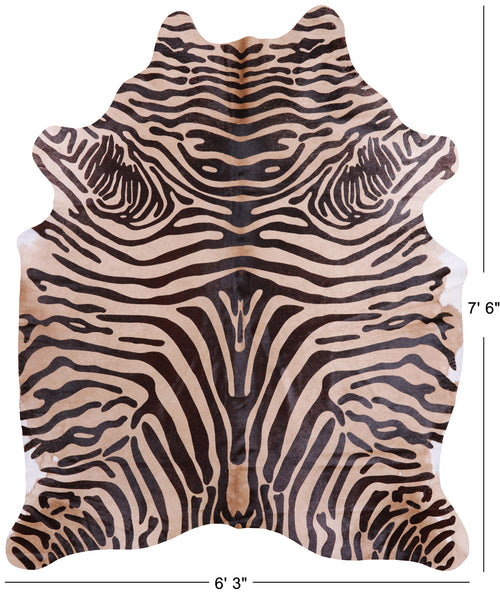 Brown Zebra Animal Print Natural Cowhide Rug - XX-Large 7' 6