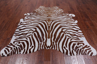Thumbnail for Brown Zebra Animal Print Natural Cowhide Rug - X-Large 7' 2
