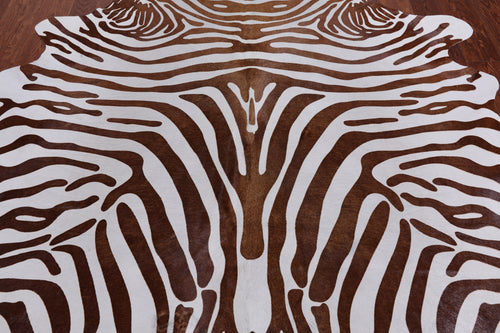 Brown Zebra Animal Print Natural Cowhide Rug - X-Large 7' 2