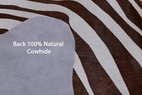 Thumbnail for Brown Zebra Animal Print Natural Cowhide Rug - X-Large 7' 2