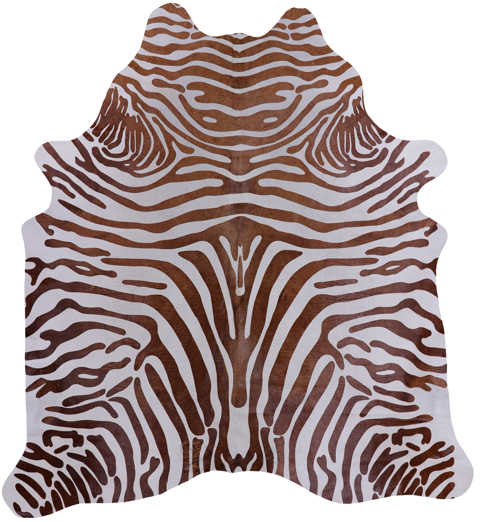 Brown Zebra Animal Print Natural Cowhide Rug - X-Large 7' 2"H x 6' 5"W
