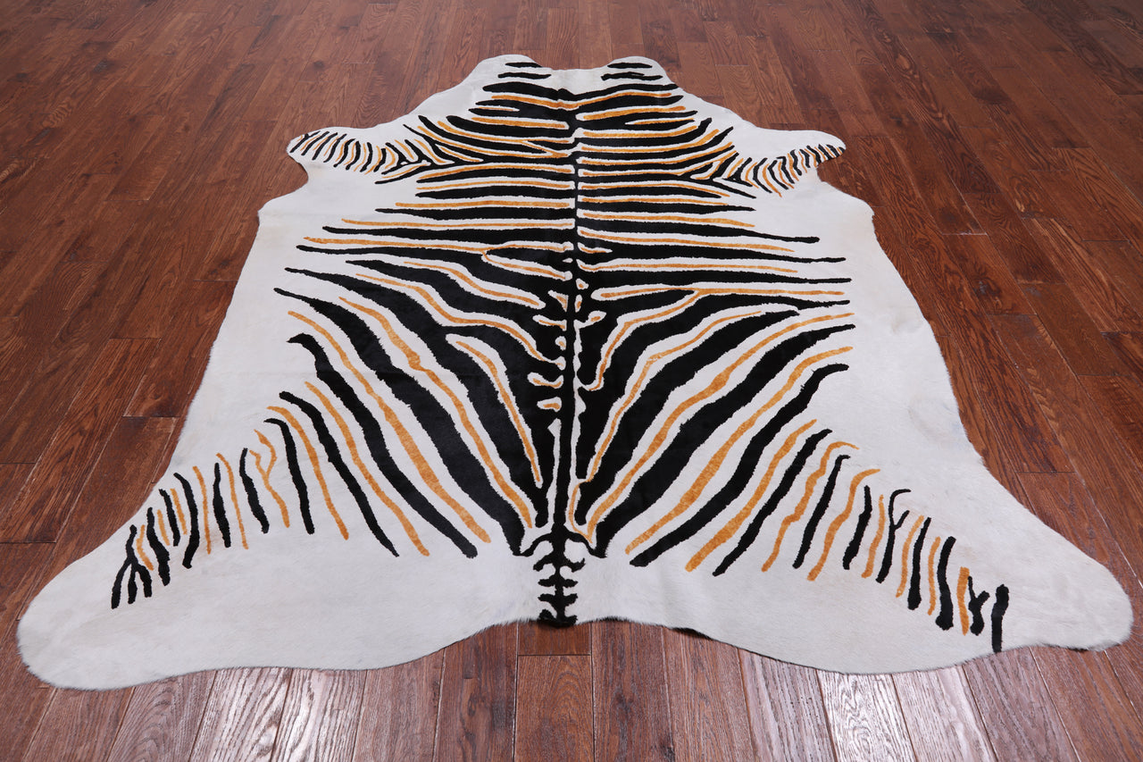 Zebra Animal Print Natural Cowhide Rug - XX-Large 7' 10"H x 6' 6"W