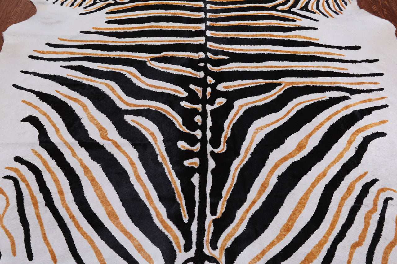 Zebra Animal Print Natural Cowhide Rug - XX-Large 7' 10"H x 6' 6"W