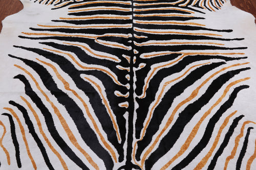 Zebra Animal Print Natural Cowhide Rug - XX-Large 7' 10