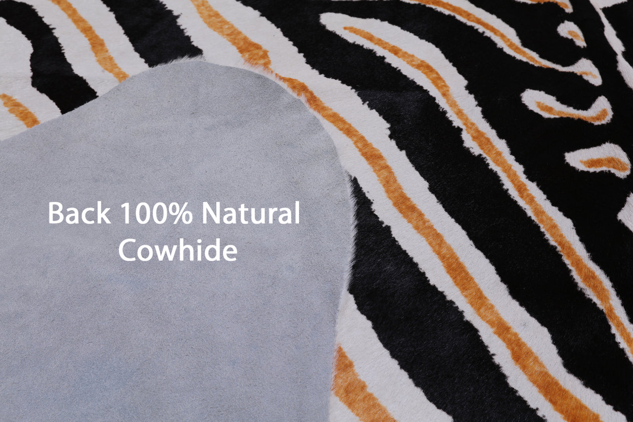 Zebra Animal Print Natural Cowhide Rug - XX-Large 7' 10"H x 6' 6"W