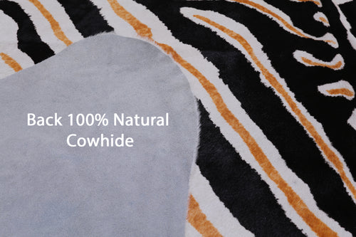 Zebra Animal Print Natural Cowhide Rug - XX-Large 7' 10