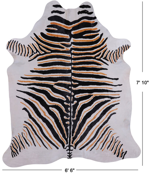Zebra Animal Print Natural Cowhide Rug - XX-Large 7' 10
