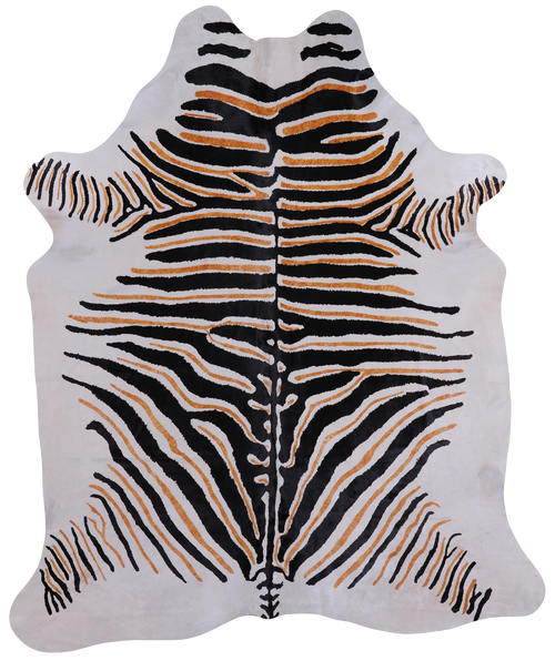 Zebra Animal Print Natural Cowhide Rug - XX-Large 7' 10