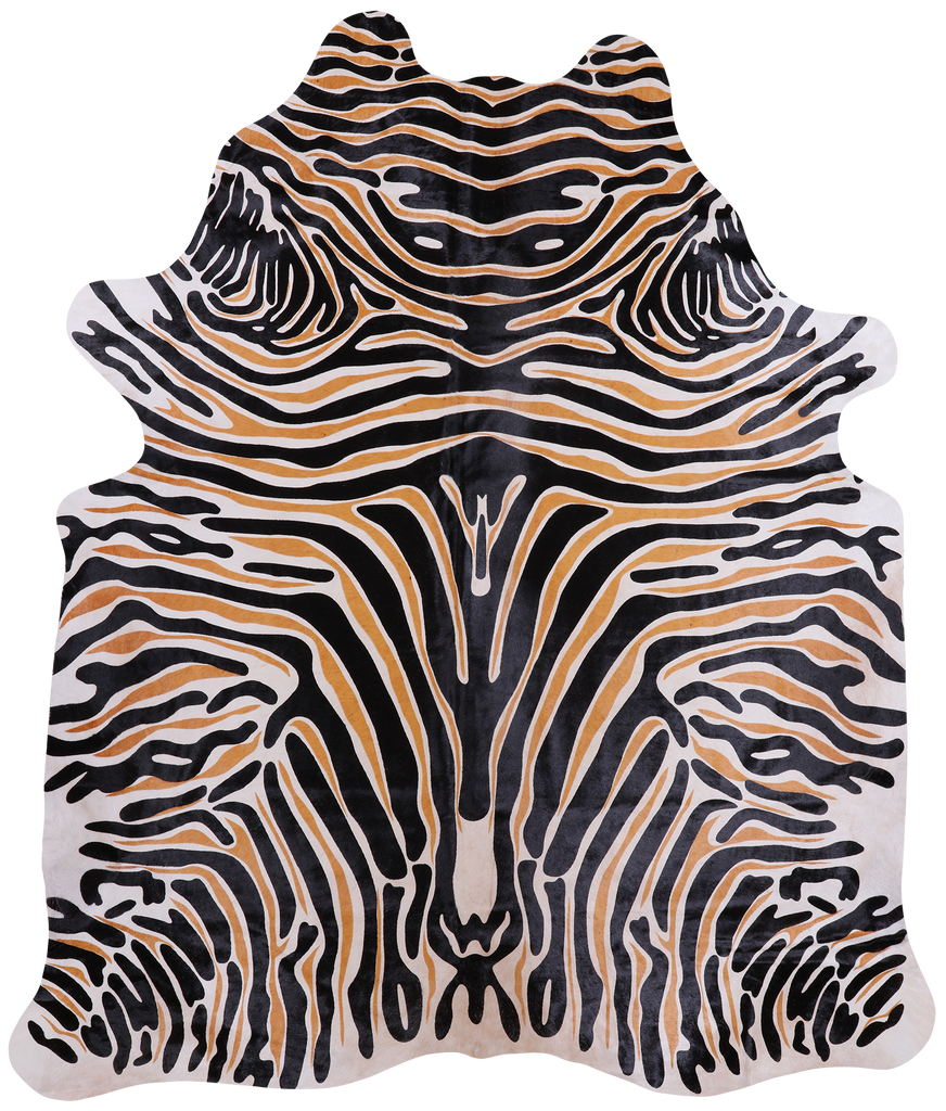 Zebra Animal Print Natural Cowhide Rug - XX-Large 7' 5"H x 6' 3"W