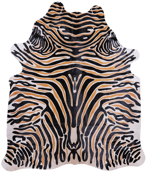 Zebra Animal Print Natural Cowhide Rug - XX-Large 7' 5