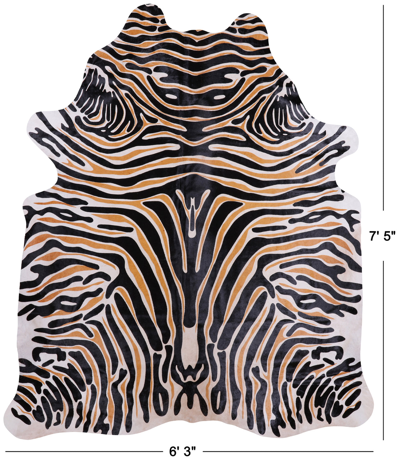 Zebra Animal Print Natural Cowhide Rug - XX-Large 7' 5"H x 6' 3"W