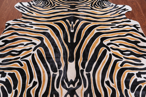 Zebra Animal Print Natural Cowhide Rug - XX-Large 7' 5