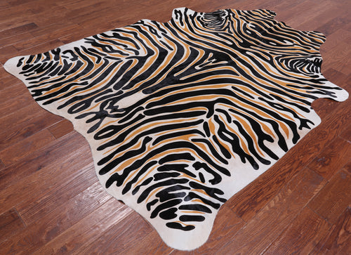 Zebra Animal Print Natural Cowhide Rug - XX-Large 7' 5