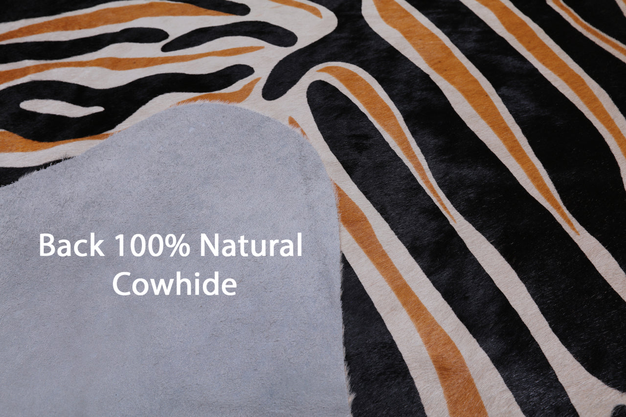 Zebra Animal Print Natural Cowhide Rug - XX-Large 7' 5"H x 6' 3"W