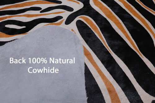 Zebra Animal Print Natural Cowhide Rug - XX-Large 7' 5