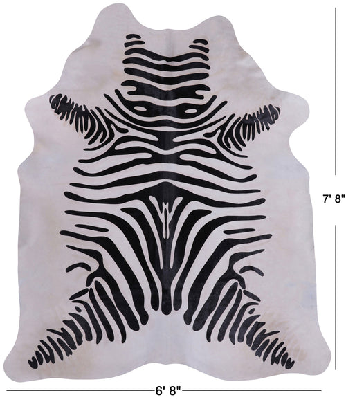 Black Zebra Animal Print Natural Cowhide Rug - XX-Large 7' 8